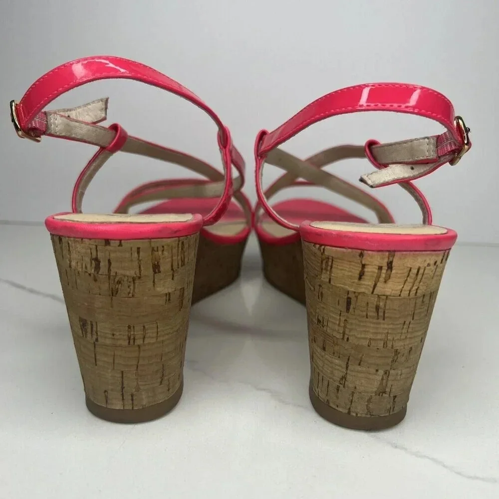 Kate Spade Hot Pink Wedge Platform Sandal Heels Sz 11 Cocktail Comfy